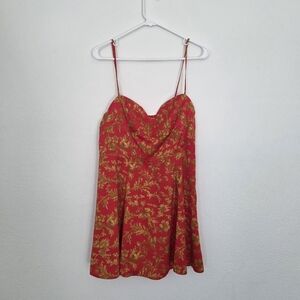 Urban Outfitters Orion Red Floral Bustier Spaghetti Strap Mini Dress Size Large